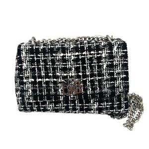 Badgley Mischka Chic Black and White Tweed Chain Bag